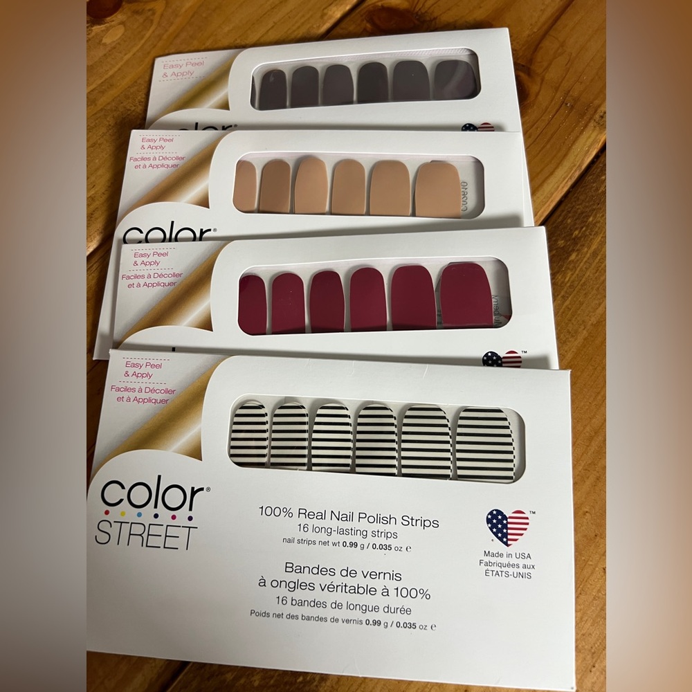 Color Street Nail Polish Strips Set (4 different colors)